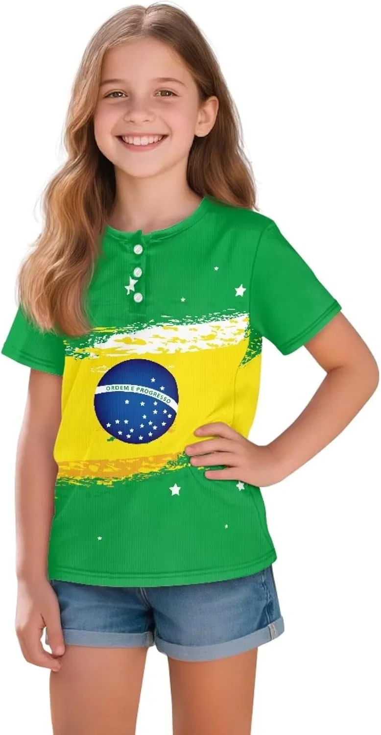 Футболка детская с принтом, Gzzxiailg, Brazil Flag