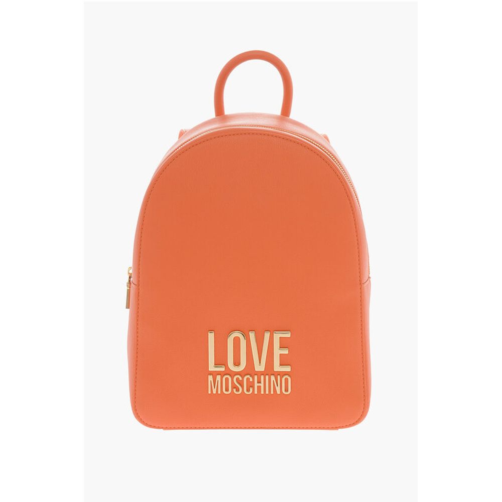 

Рюкзак LOVE из текстурированной искусственной кожи с золотым логотипом Moschino, Orange