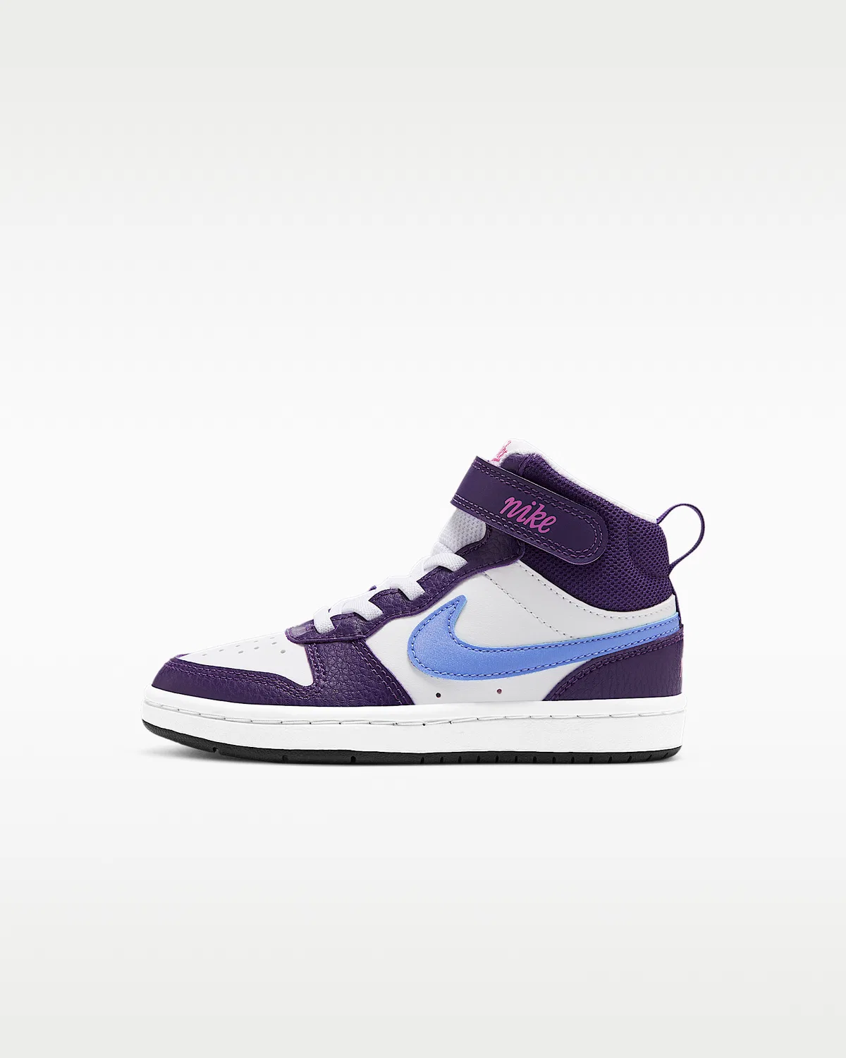 Кроссовки Nike Court Borough Mid 2 для малышей, White/Eggplant/Active Fuchsia/Royal Pulse