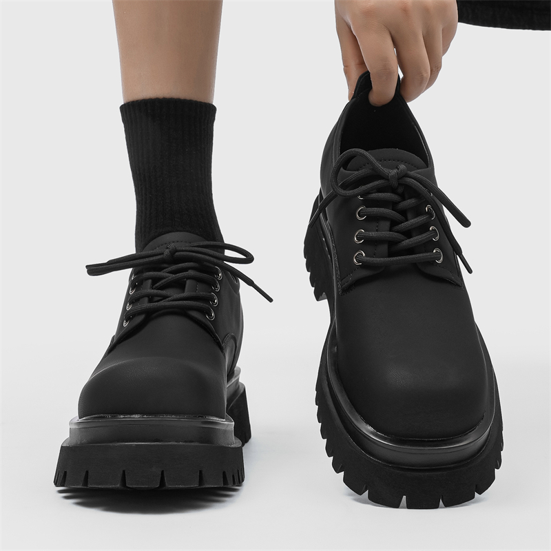 JETRAM Мужские повседневные туфли черные с внутренней платформой 7 см, цвет Black Hidden Wedge — фото 3