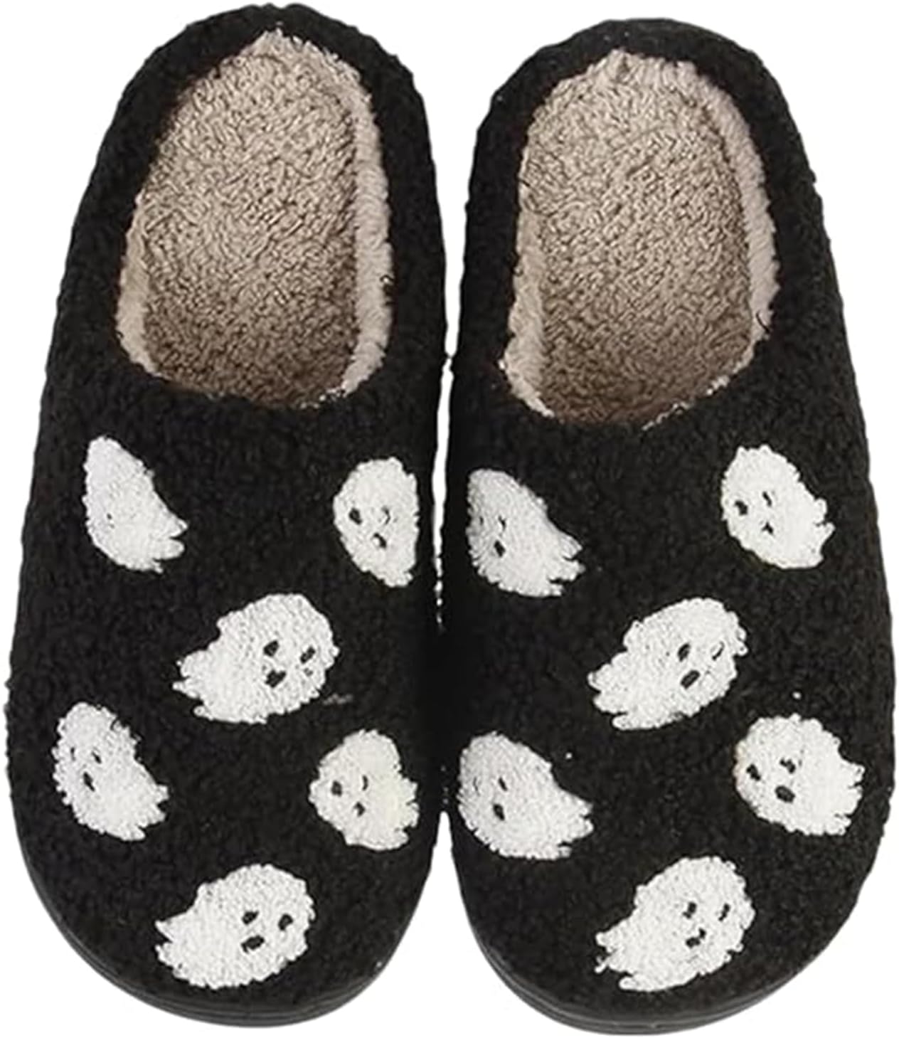 

Рождественские тапочки Jinbaiyi для женщин и мужчин с бантом, мягкие, на скользкой подошве, плюшевые, теплые, для дома и улицы, Halloween Slippers