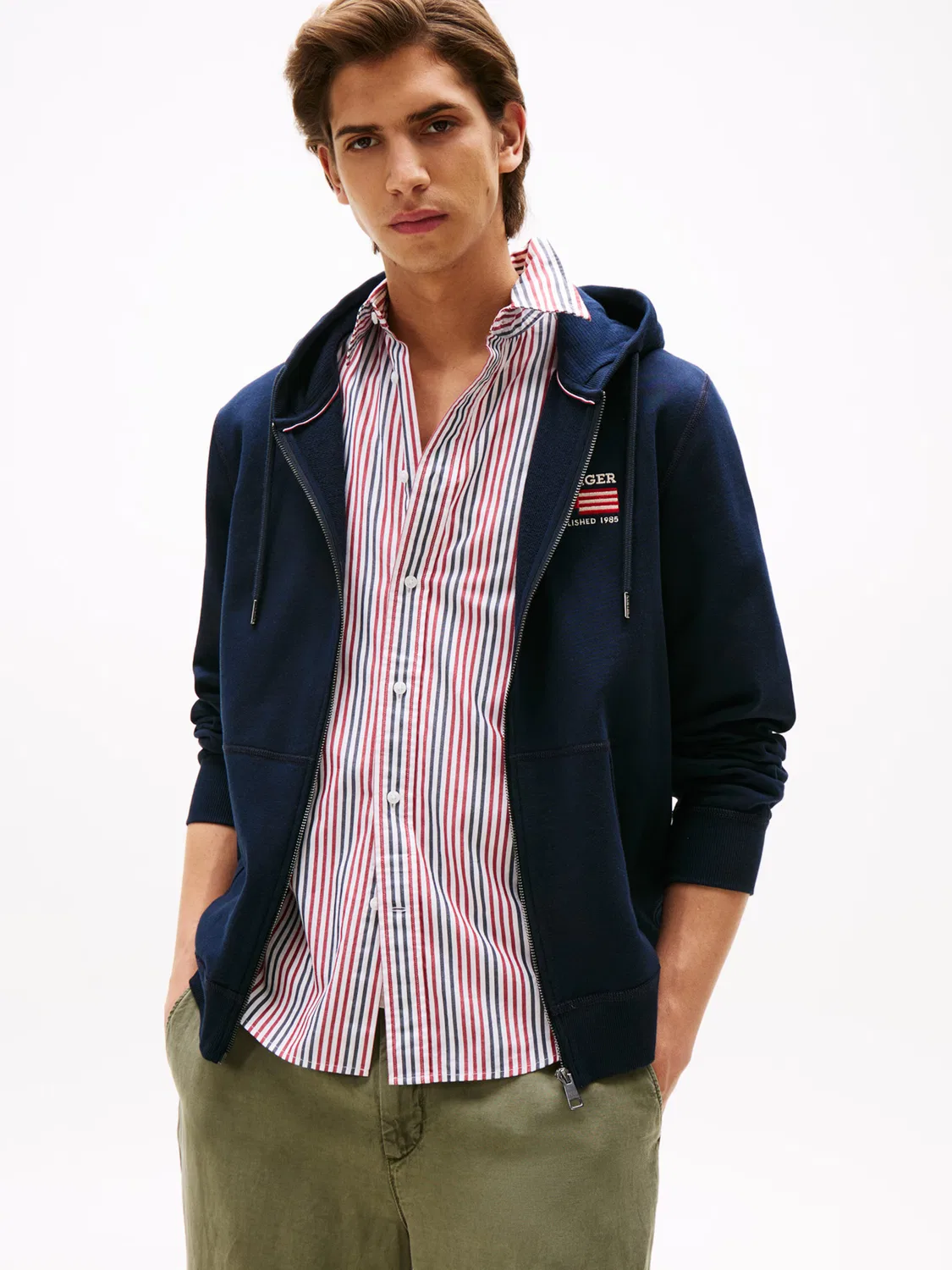 Толстовка на молнии в стиле 'Американа' Tommy Hilfiger, Navy — фото 2