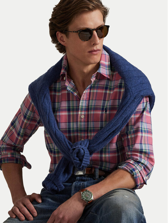 Рубашка custom fit 710922273006 Polo Ralph Lauren, розовый — фото 4