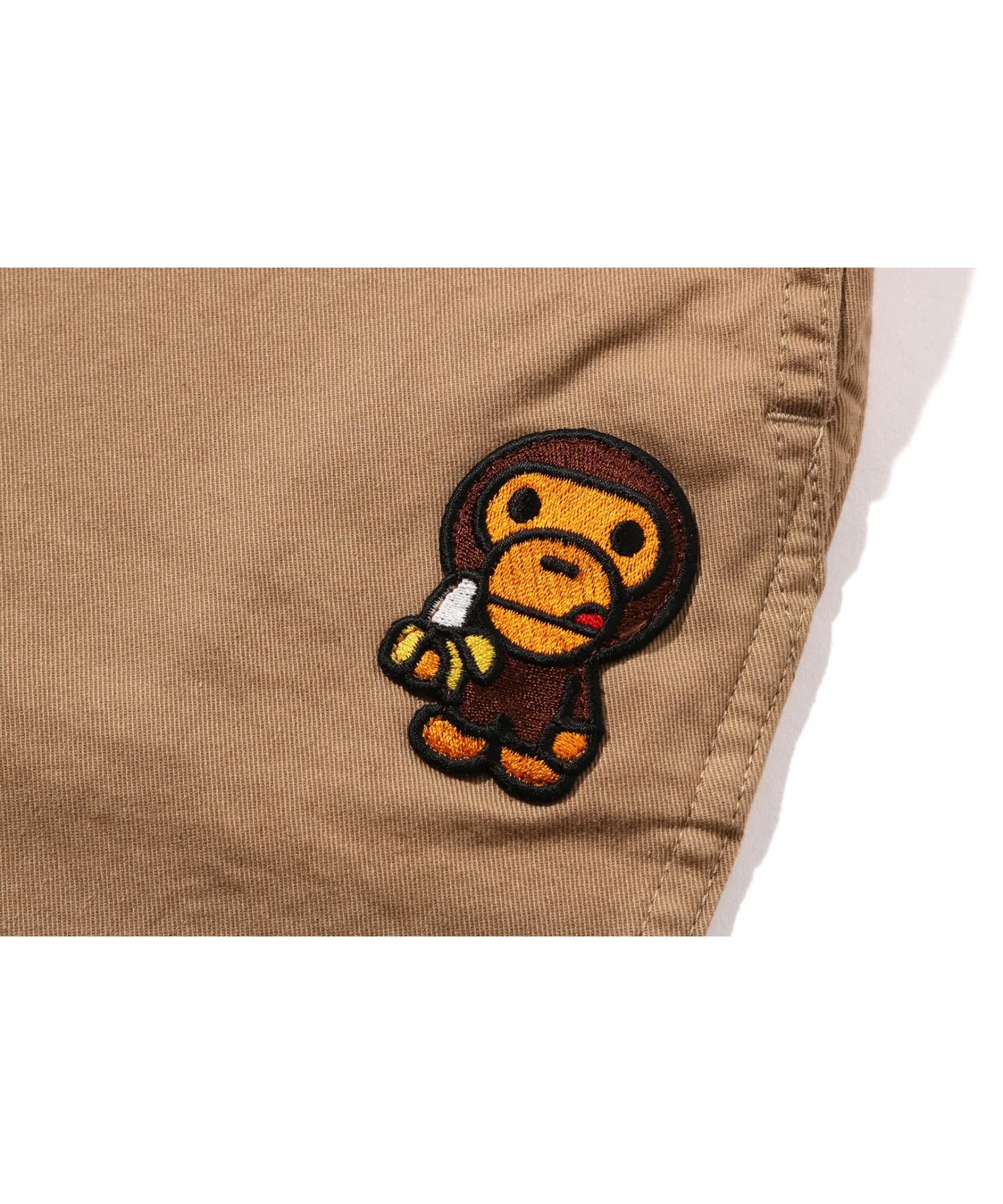 Детские брюки-баллоны A BATHING APE с нашивкой BANANA MILO бежевые — фото 4