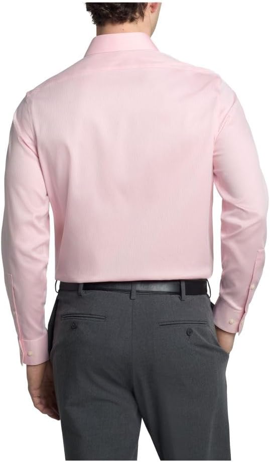 Мужская рубашка Calvin Klein, не требующая глажки, эластичная, приталенная, однотонная, Coral Reef — фото 2