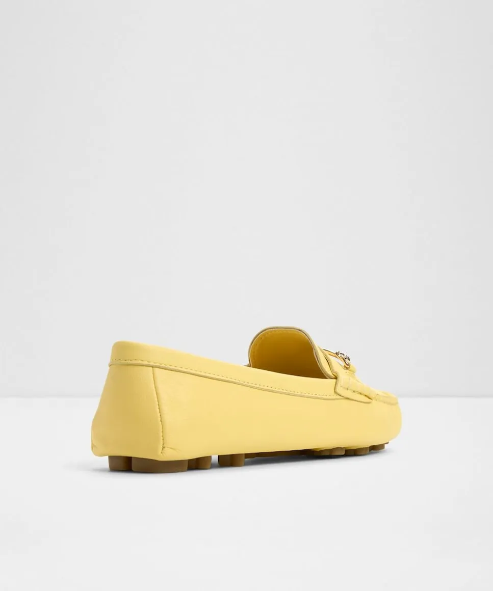 Женские кожаные мокасины с круглым носком Aldo, жёлтый — фото 2