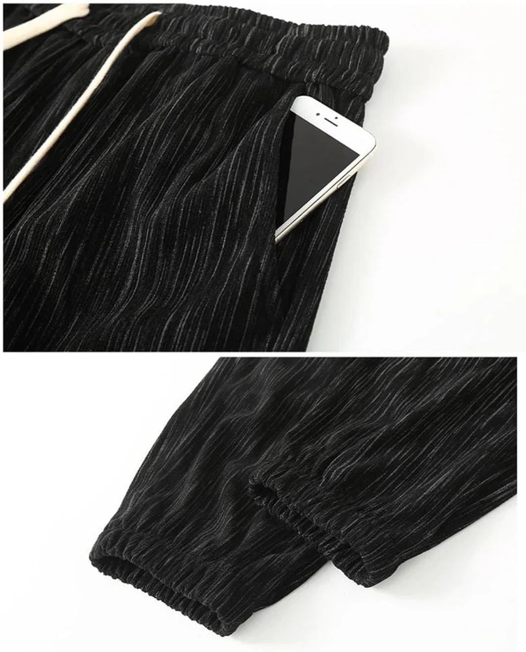 Мужские зимние прохладные штаны Jogger Pants Plus Size с эластичным поясом Generic, черный — фото 3