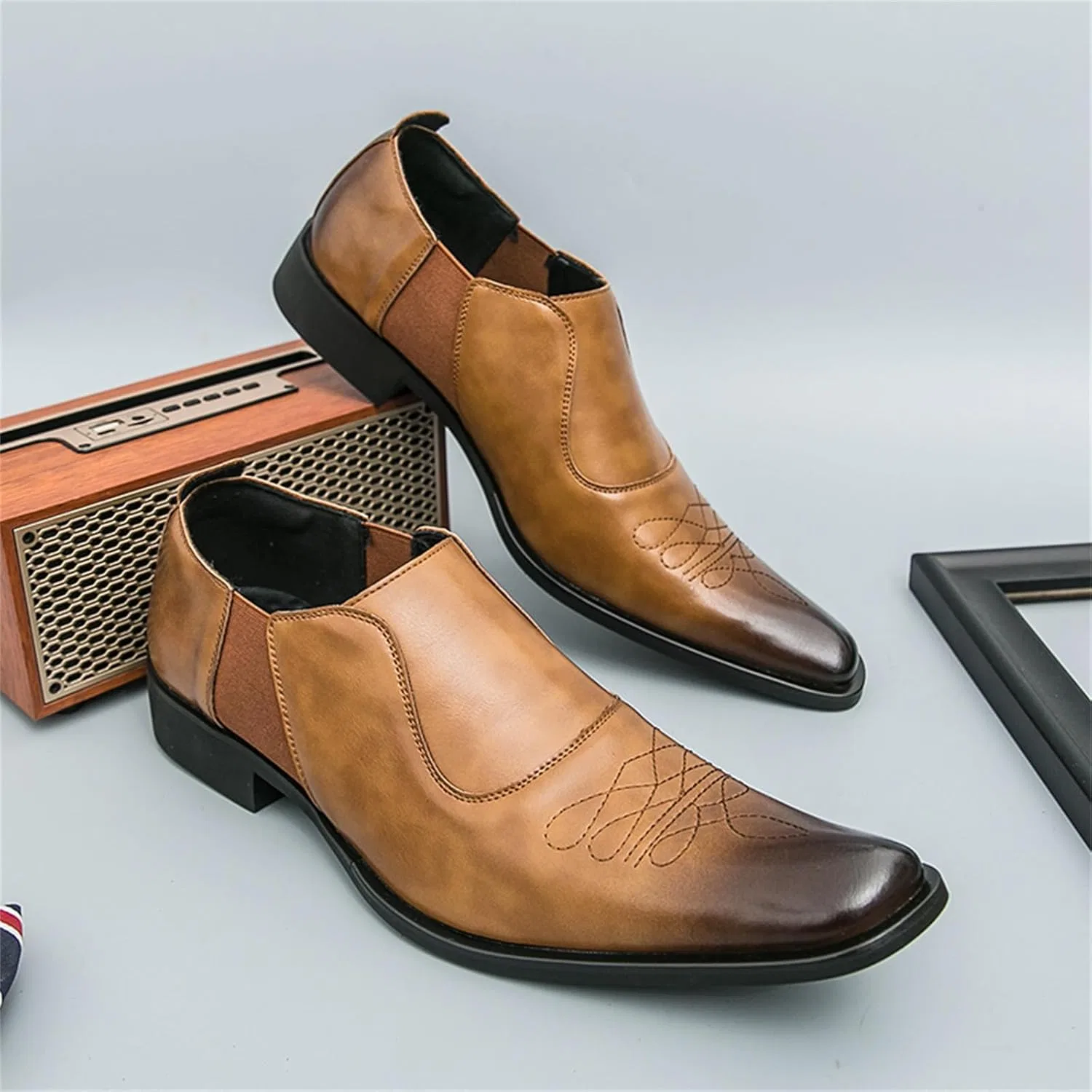 Туфли мокасины кожаные мужские Loafers Brown TIXEWSJH — фото 3