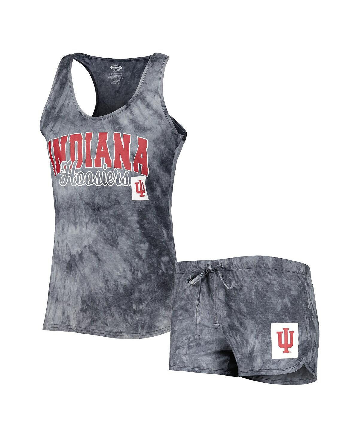 

Женские темно-серые чулки Indiana Hoosiers Billboard Tie-Dye, майка и шорты, комплект для сна Concepts Sport