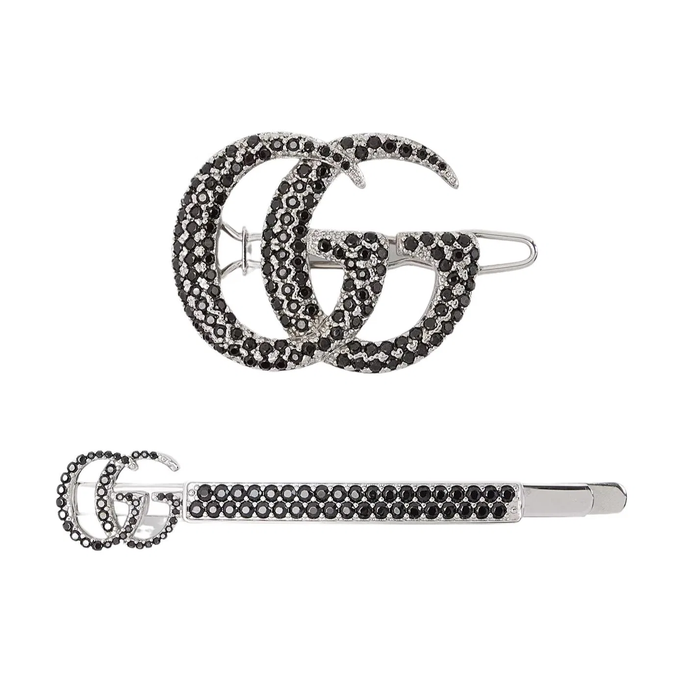 Заколка для волос Gucci Double G Hair Slide Set, серебристая