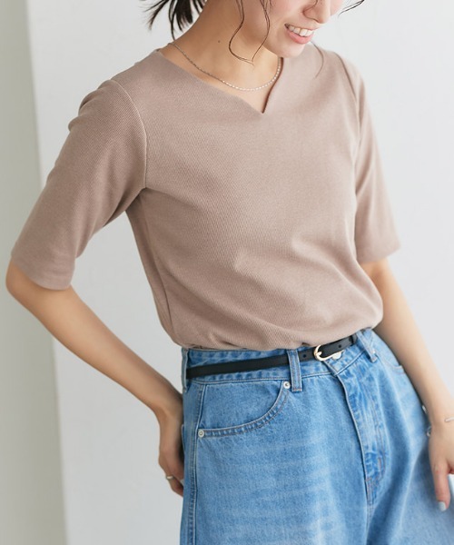 

Топ, махровая ткань, вырез-капелька, рукава 5/4, бренд Pierrot, светло-бежевый