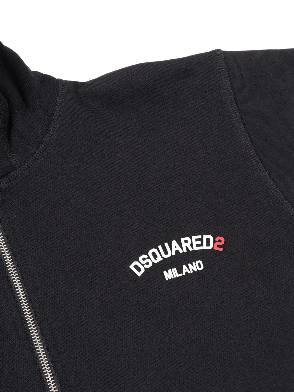 Худи на молнии с принтом логотипа Dsquared2 Kids, черный — фото 3