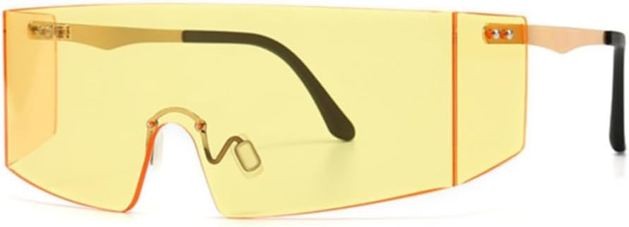 

Очки-маска большого размера с одной линзой, солнцезащитные очки с яркими линзами, модные, для мужчин и женщин, защита от УФ-излучения UV400, винтажные очки KTUCN, Yellow