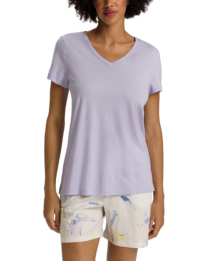 

Футболка с V-образным вырезом и коротким рукавом для сна и отдыха Hanro, фиолетовый