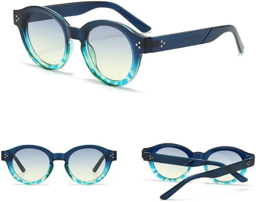 

Классические круглые солнцезащитные очки для женщин и мужчин, с линзами цвета чая, винтажные, с заклепками, защита от УФ-излучения UV400 HHZZYVY, Tyj75-5