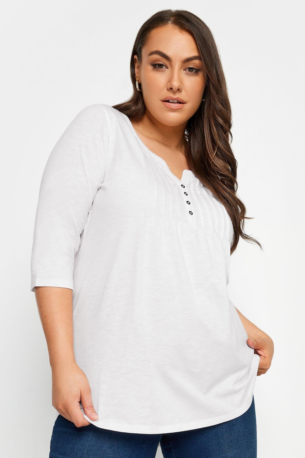 

Хлопковый топ Henley с защипами Yours, белый