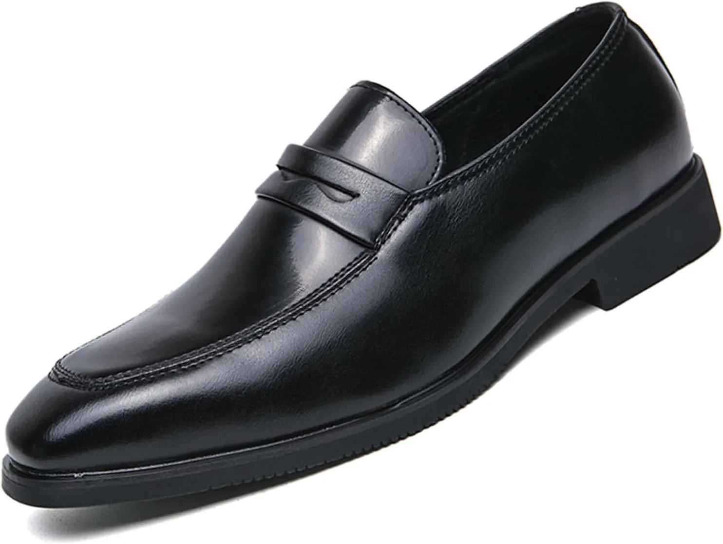 Мужские двухцветные кожаные лоферы с низким каблуком, удобные, нескользящие, без шнурков, деловые туфли для офиса, свадеб и повседневной носки EGGDK, черный