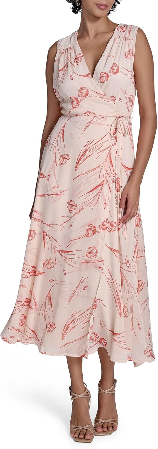 

Женское повседневное платье миди без рукавов Calvin Klein, Antique White Multi