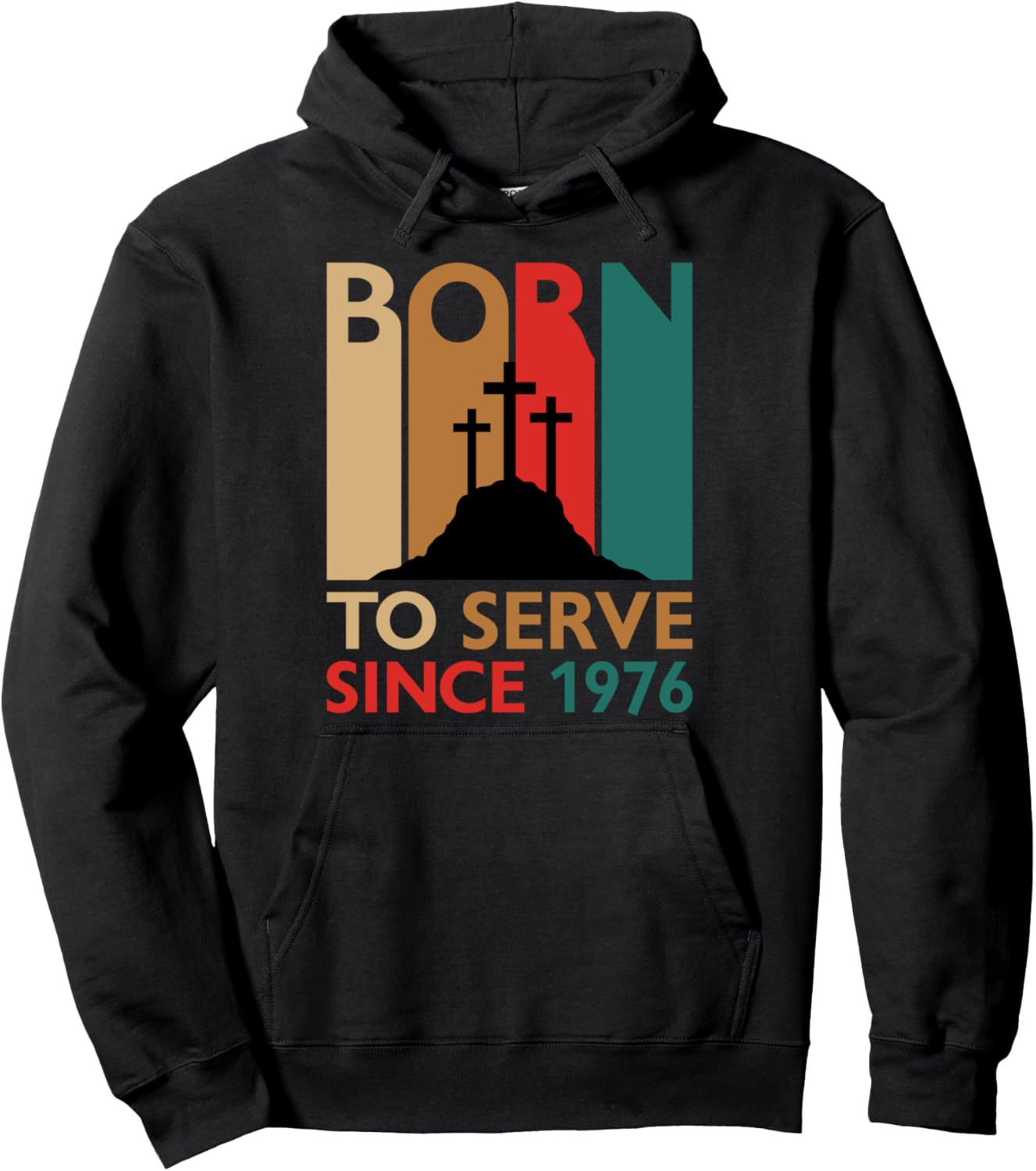 

Подарок на 45-летие для христианина: толстовка 45th Born To Serve 1976 Shirtbooth: Christianity, черный