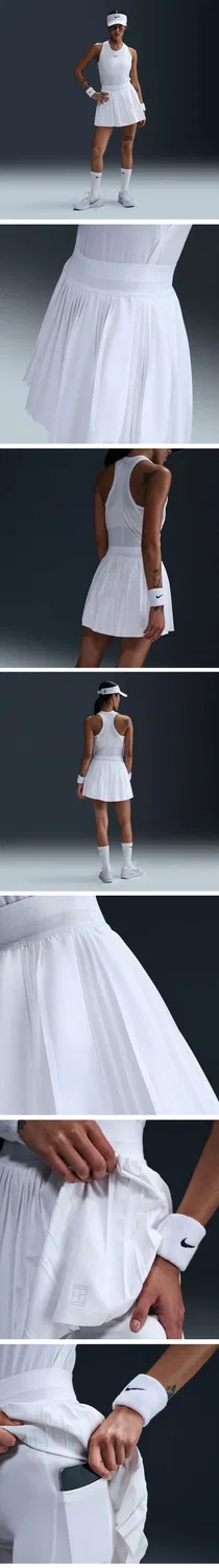 Женская плиссированная теннисная юбка Court Advantage Dri-Fit белая от Nike — фото 2