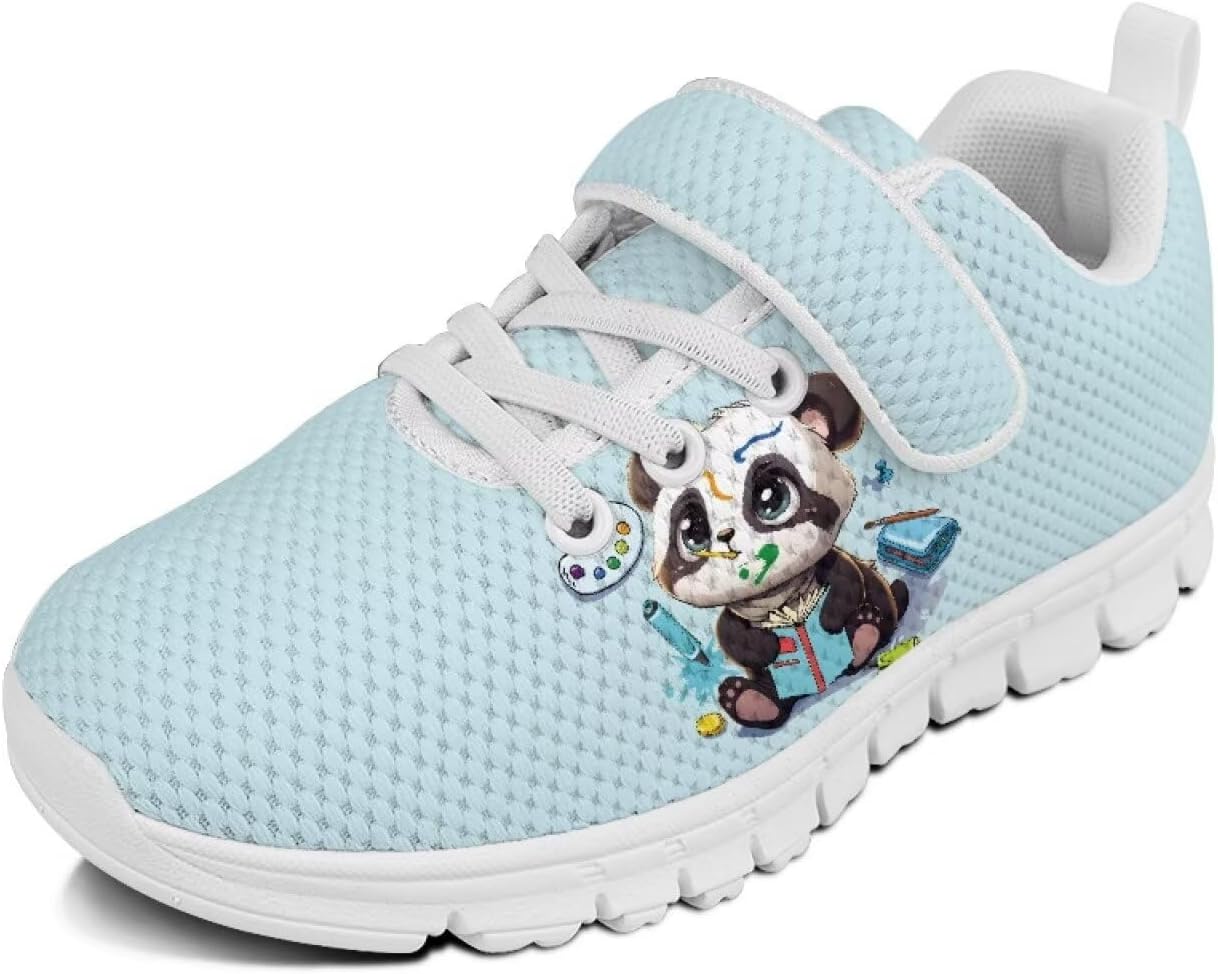 

Беговые кроссовки для девочек, теннисные кроссовки на шнуровке, детская спортивная обувь Cugasmaru, Panda Artist