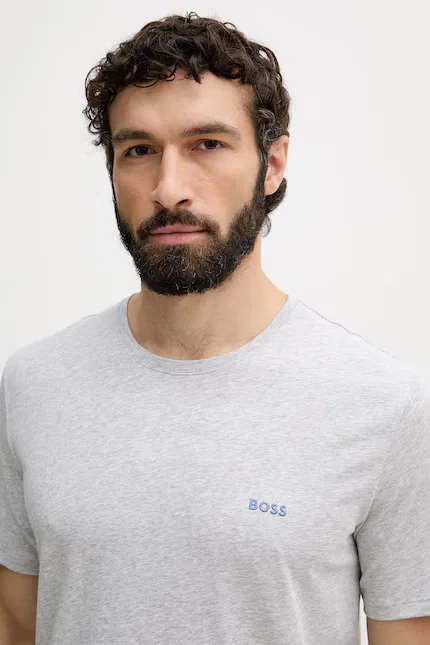 Футболка мягкая T-Shirt R BOSS, серый — фото 3