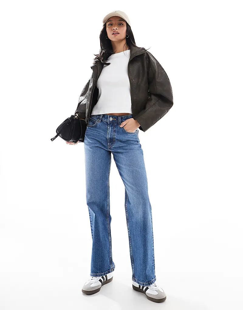 

Джинсы прямого кроя ASOS DESIGN Petite Comfort, аутентичный средне-синий цвет Asos Petite