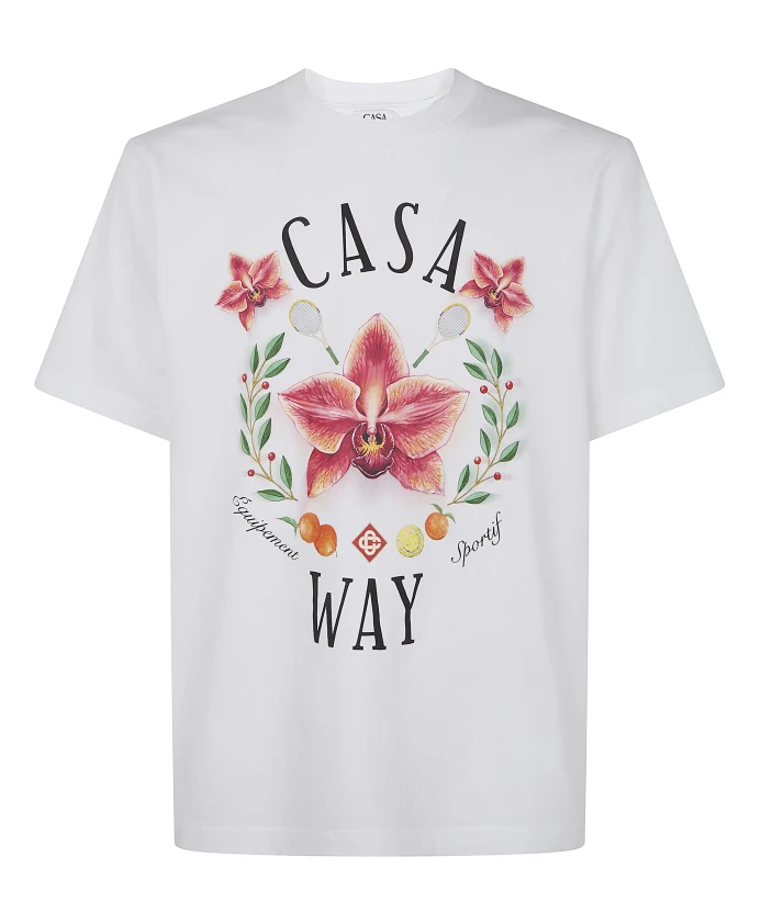 

Классическая футболка Casa Way с принтом орхидей. Casablanca, белый