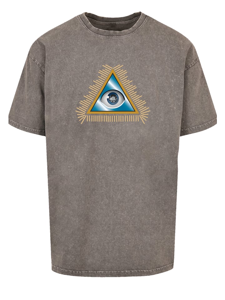

Футболка emoji couture Oversize T-Shirt Pyramid eye and golden beads, серый