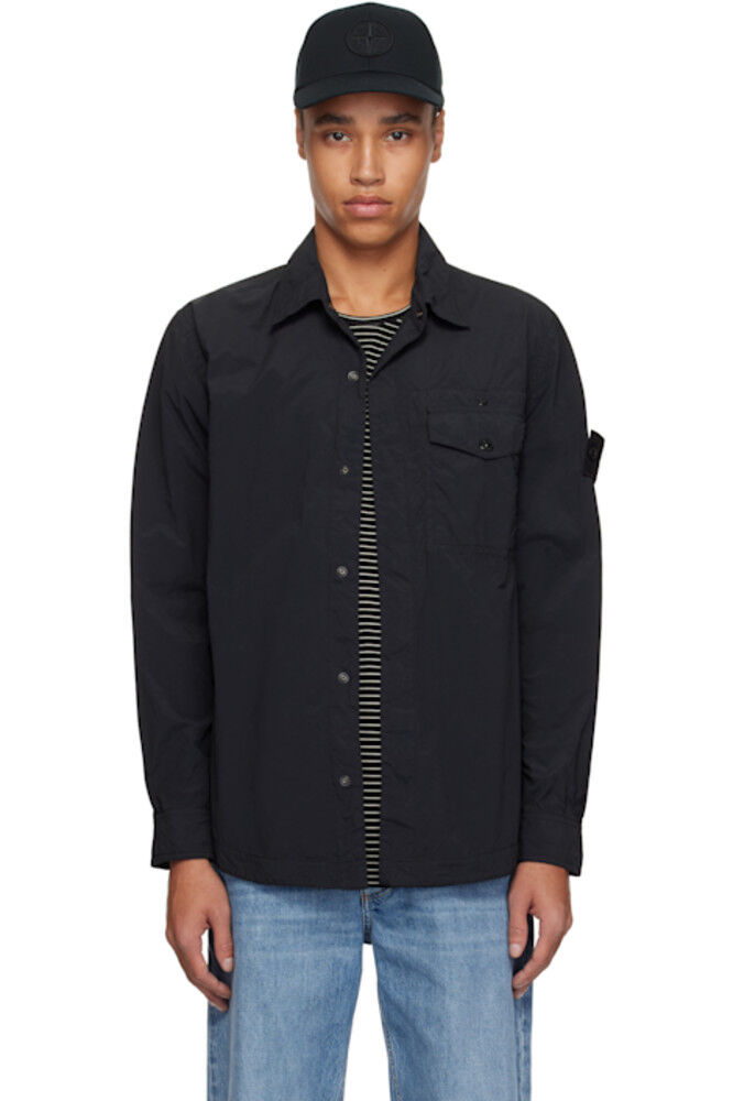 

Черная нейлоновая рубашка Smerigliato Ghost Stone Island
