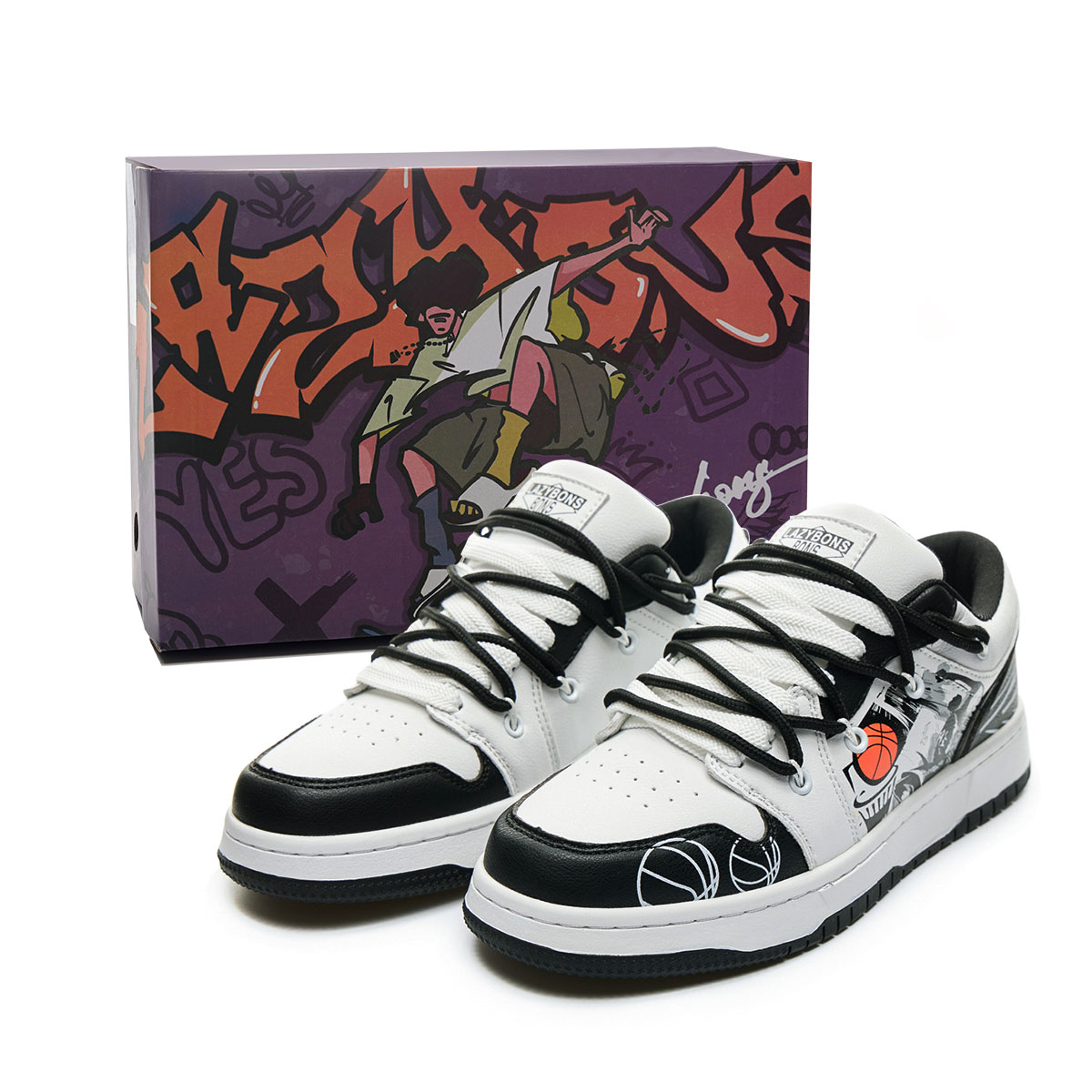 

Низкие кеды для скейтбординга унисекс LAZY BONS, белый черный