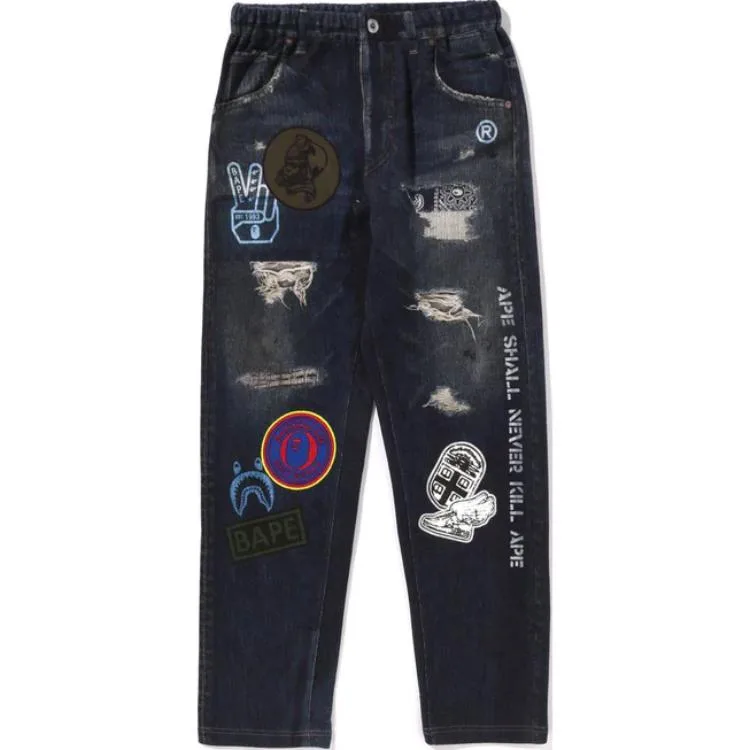 A BATHING APE Джинсы Dark Blue детские
