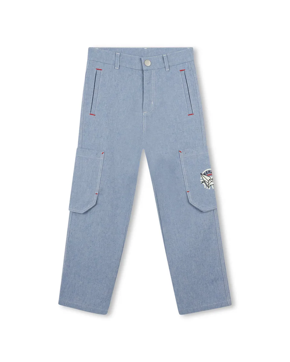 

Чиносы для мальчика в синем хлопковом цвете Kenzo Kids, голубой