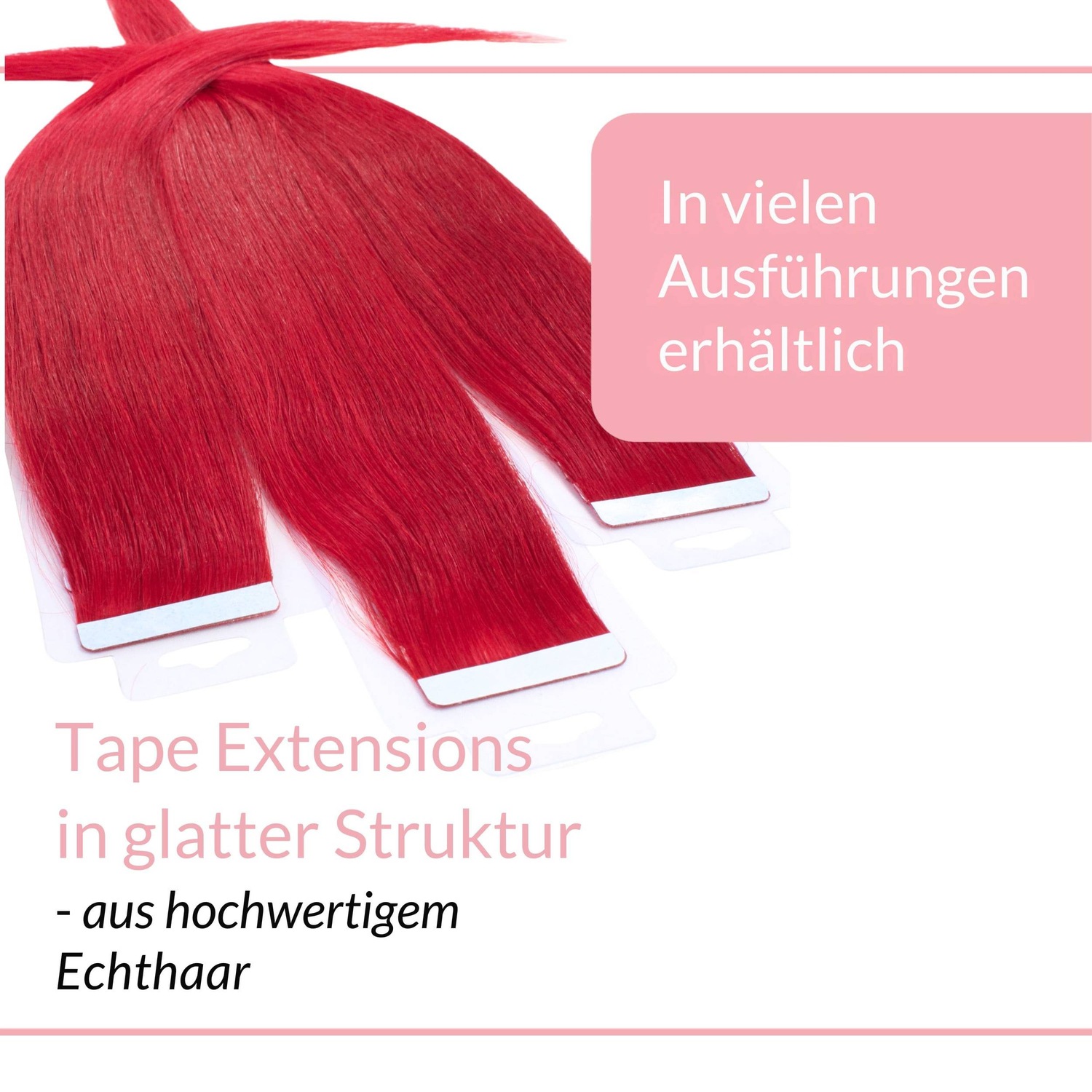 Накладные волосы tape extensions echthaar #0/44 rot-intensiv Hair2Heart, 50cm, количество 10 шт. — фото 3