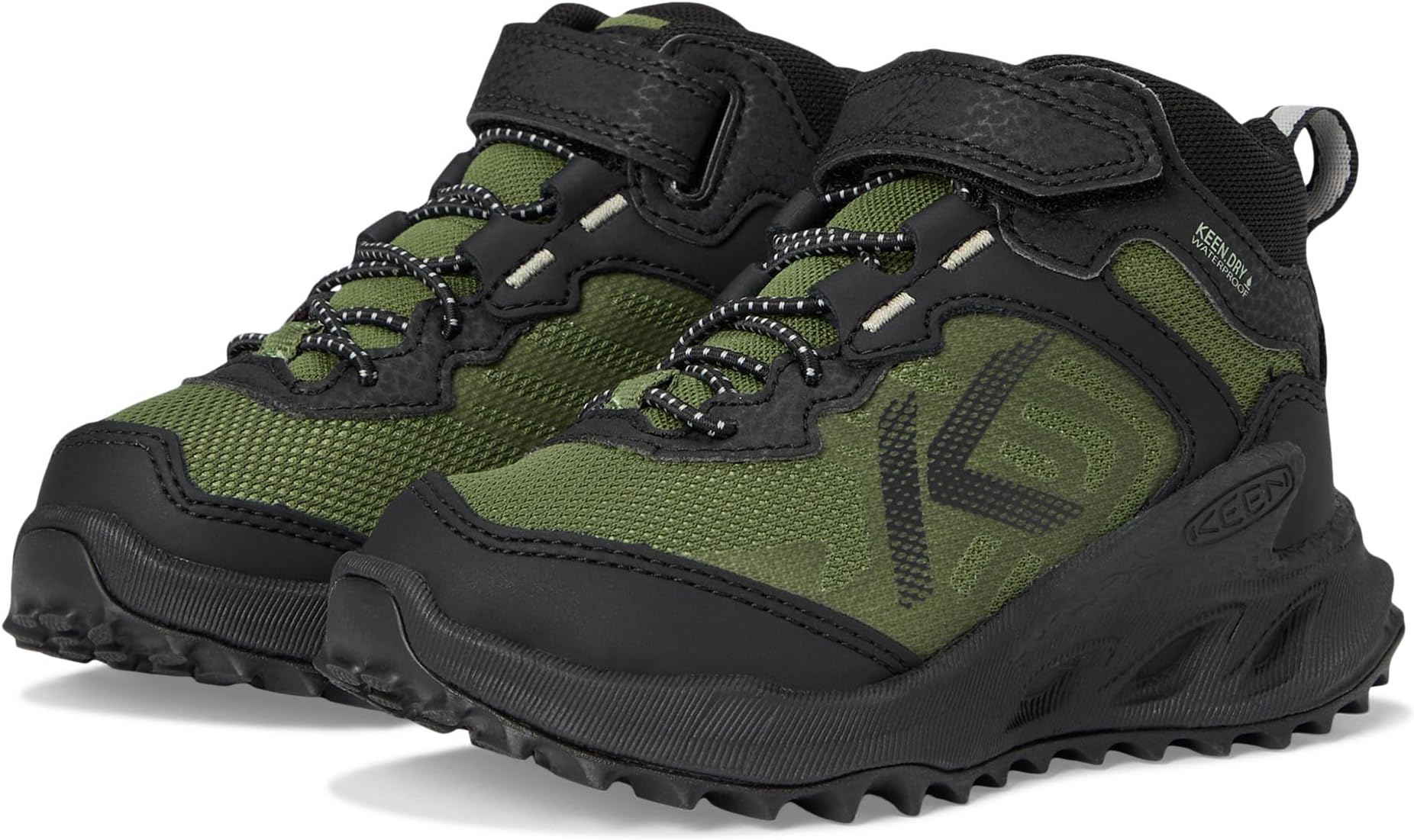 

Походная обувь KEEN Kids Zionic Mid Height Waterproof All Terrain Easy On Hiking Boots, Black/Bronze Green