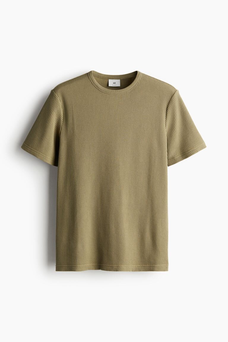 

Футболка с вафельной структурой обычного кроя H&M, хаки