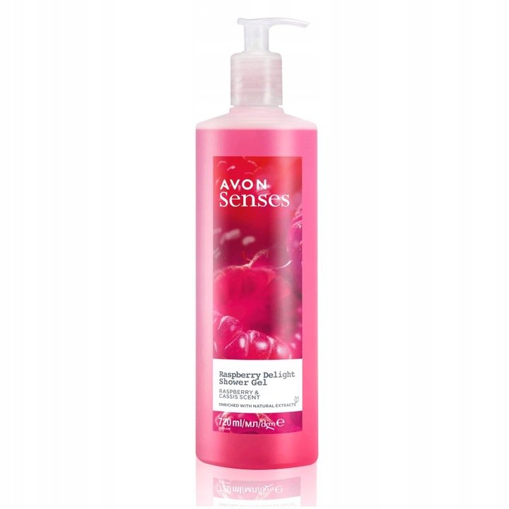 

Avon Senses, Raspberry Delight, увлажняющий гель для душа для женщин, малина и смородина, 720 мл