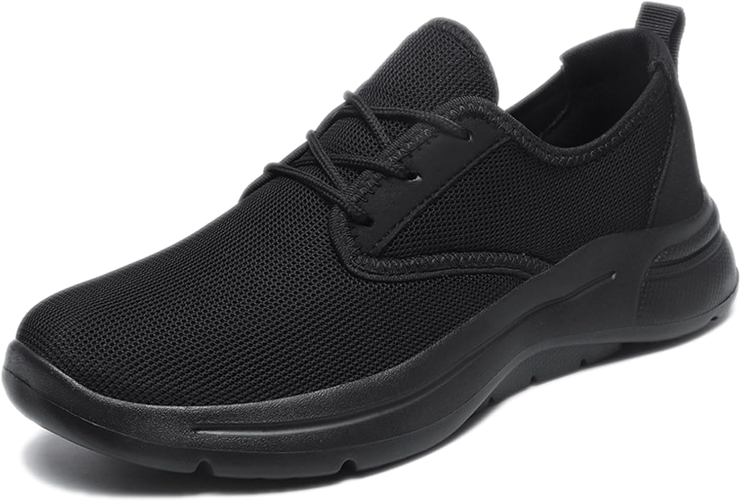 

Мужские дышащие кроссовки с сеткой, шнуровкой и удобной посадкой, легкие, с толстой подошвой, противоскользящие, модные для бега, тренировок, повседневной носки и работы Adkgbe, черный