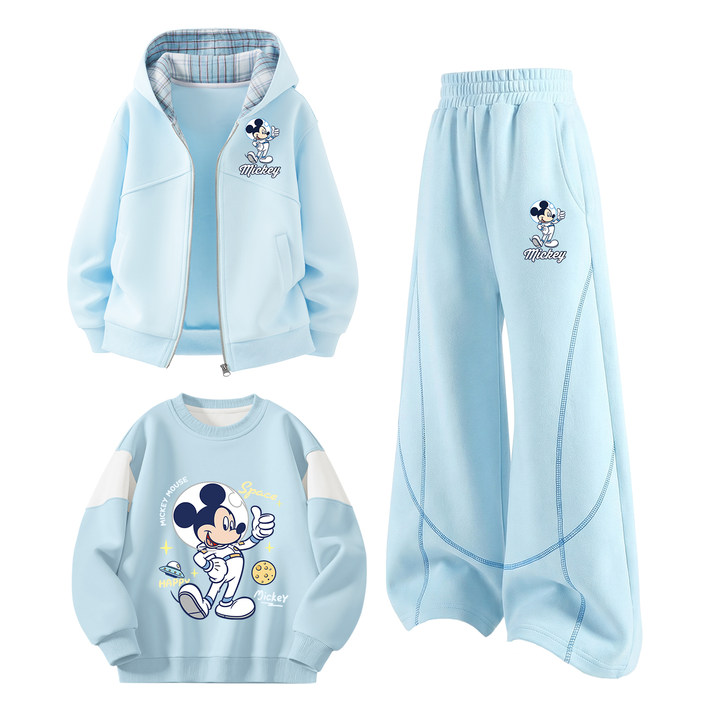 Детский спортивный комплект Casual из 3 предметов Disney, difang label k pudding синий+difang frame mickey mouse k белый heather серый+difang square block pudding синий — фото 2