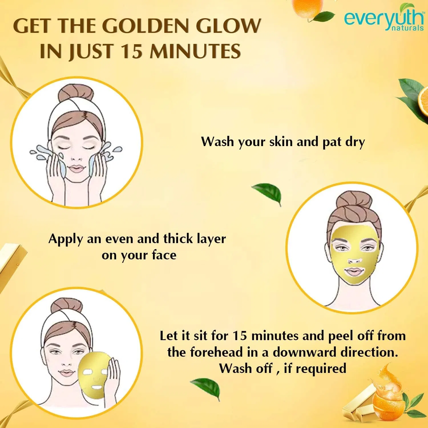 Маска для лица Everyuth — Naturals Advanced Golden Glow с 24K золотом, 90 г — фото 2