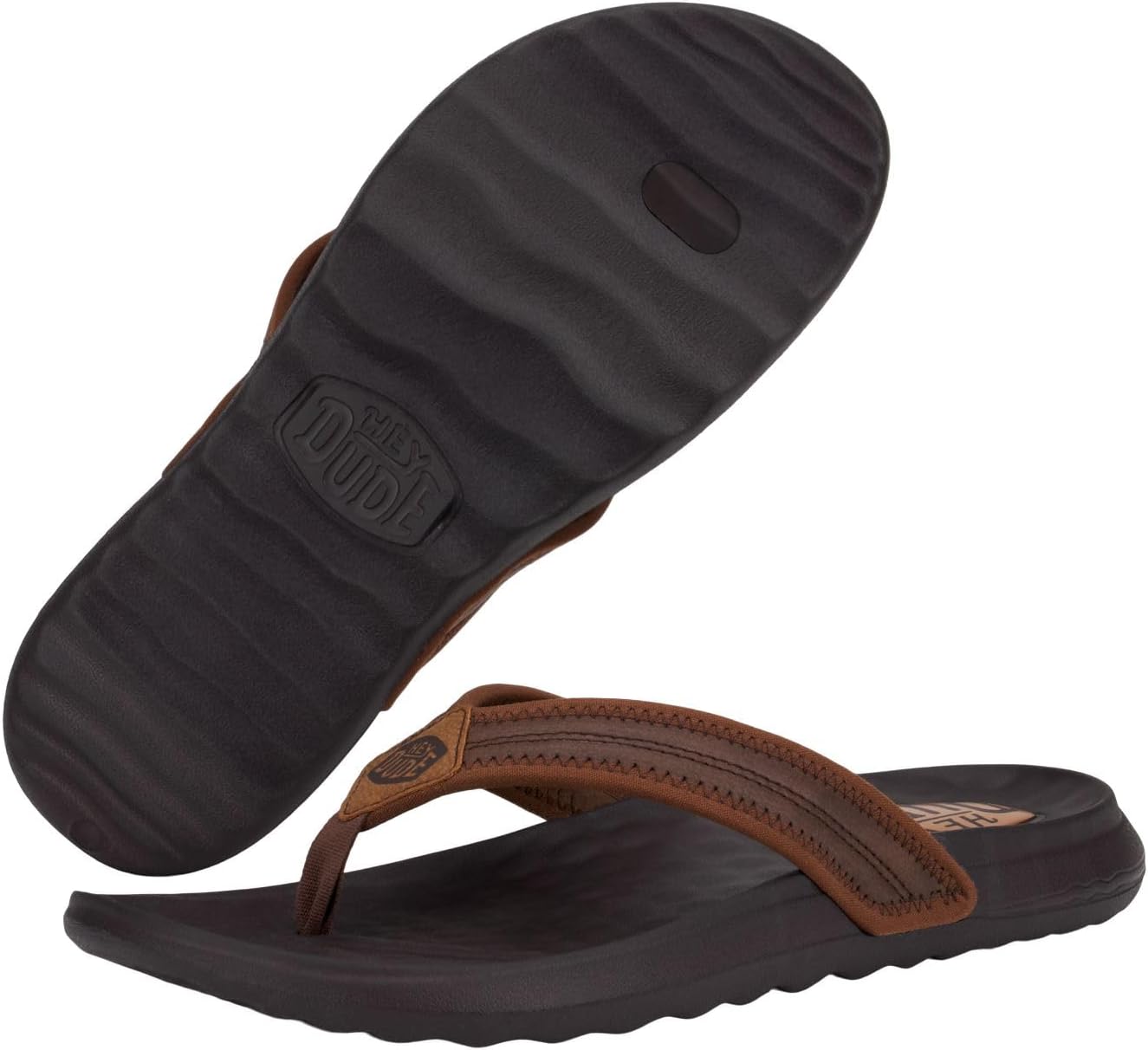 Мужские сандалии-шлепанцы HEYDUDE Myers Flip Classic Black/Black, коричневый — фото 3