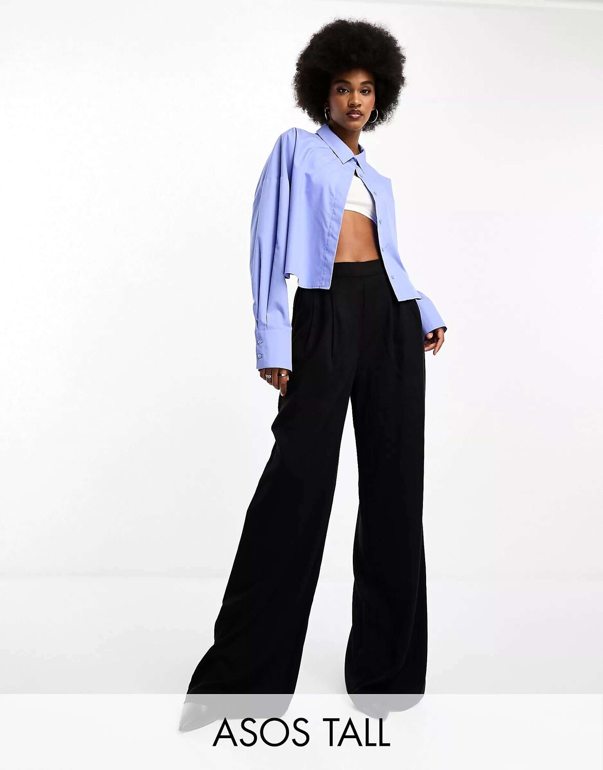 

Черные широкие брюки ASOS Tall, Черный, Черные широкие брюки ASOS Tall
