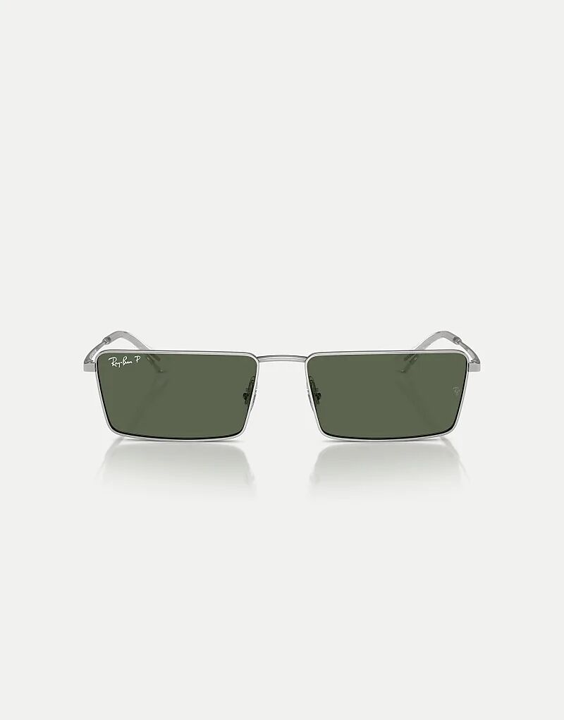 

Солнцезащитные очки Ray-Ban Emy с прямоугольной поляризацией и зелеными линзами серебристого цвета