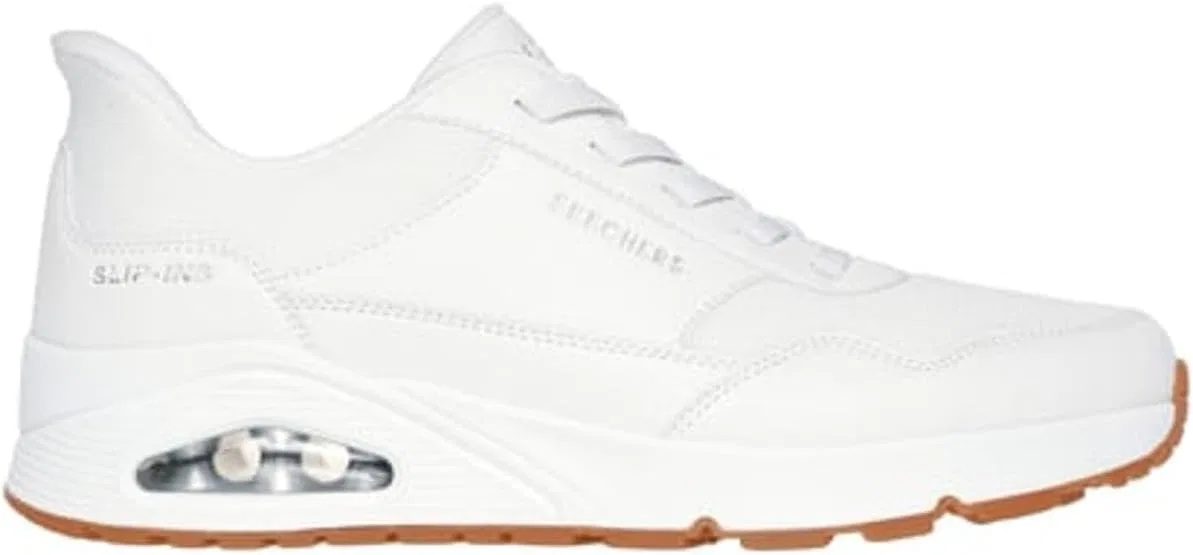 Мужские кроссовки Skechers UNO Banksia Hands Free Slip-in Trainers, White Duraleather Mesh — фото 4