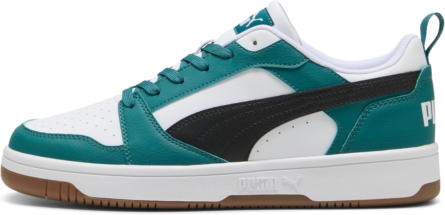 Мужские низкие кроссовки PUMA, белый/черный/изумрудный — фото 3