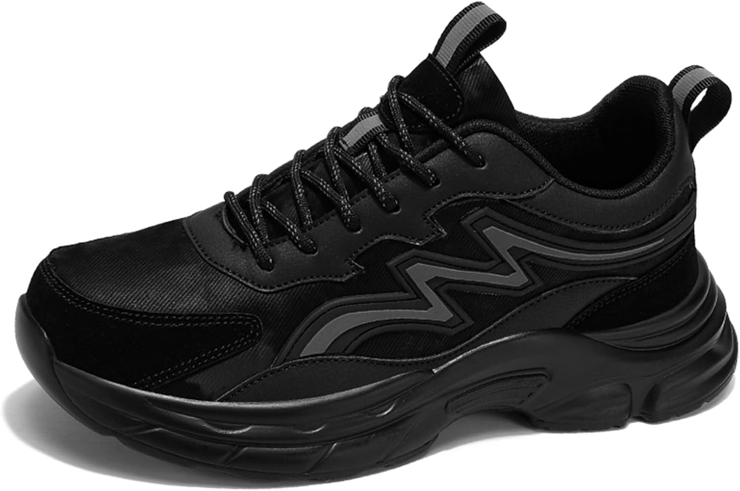 

Мужские повседневные дышащие кроссовки, обувь для ходьбы и бега с толстой подошвой для мужчин Generic, черный