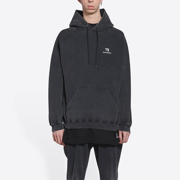 Толстовка sporty b hoodie medium fit 'black' Balenciaga, черный — фото 4