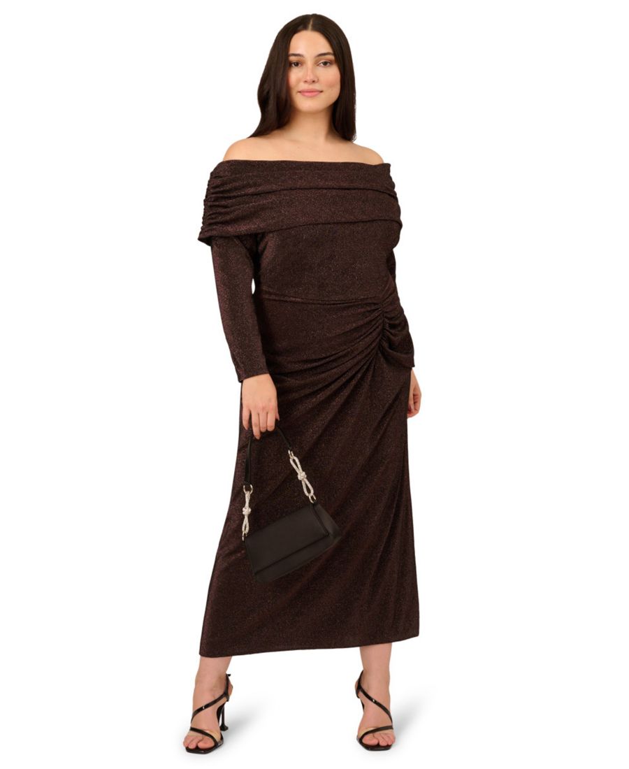 

Коктейльное платье большого размера с открытыми плечами Adrianna, Chocolate