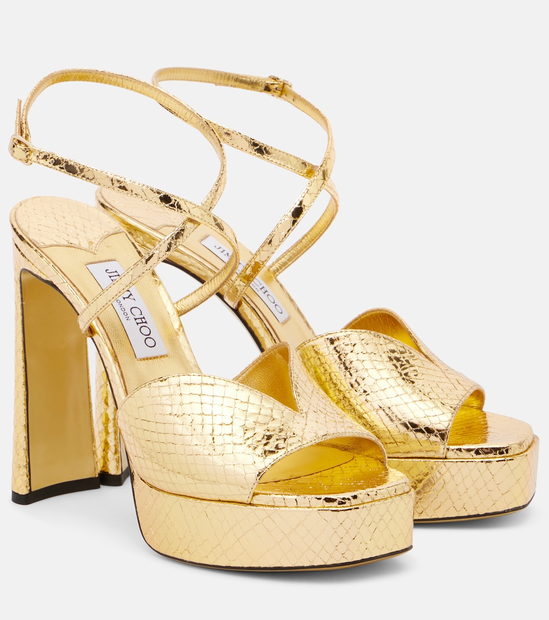 Сандалии Karli 125 из металлизированной кожи на платформе Jimmy Choo, золотой