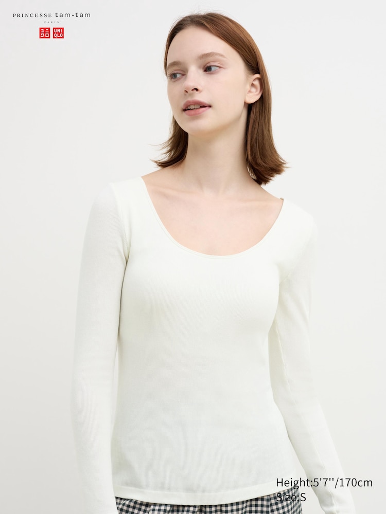 

Кофта домашняя женская с круглым вырезом Uniqlo, цвет 00 белый